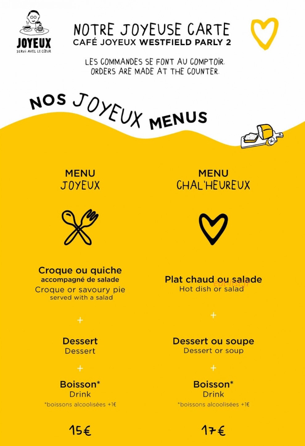 Café Joyeux — carte page 1
