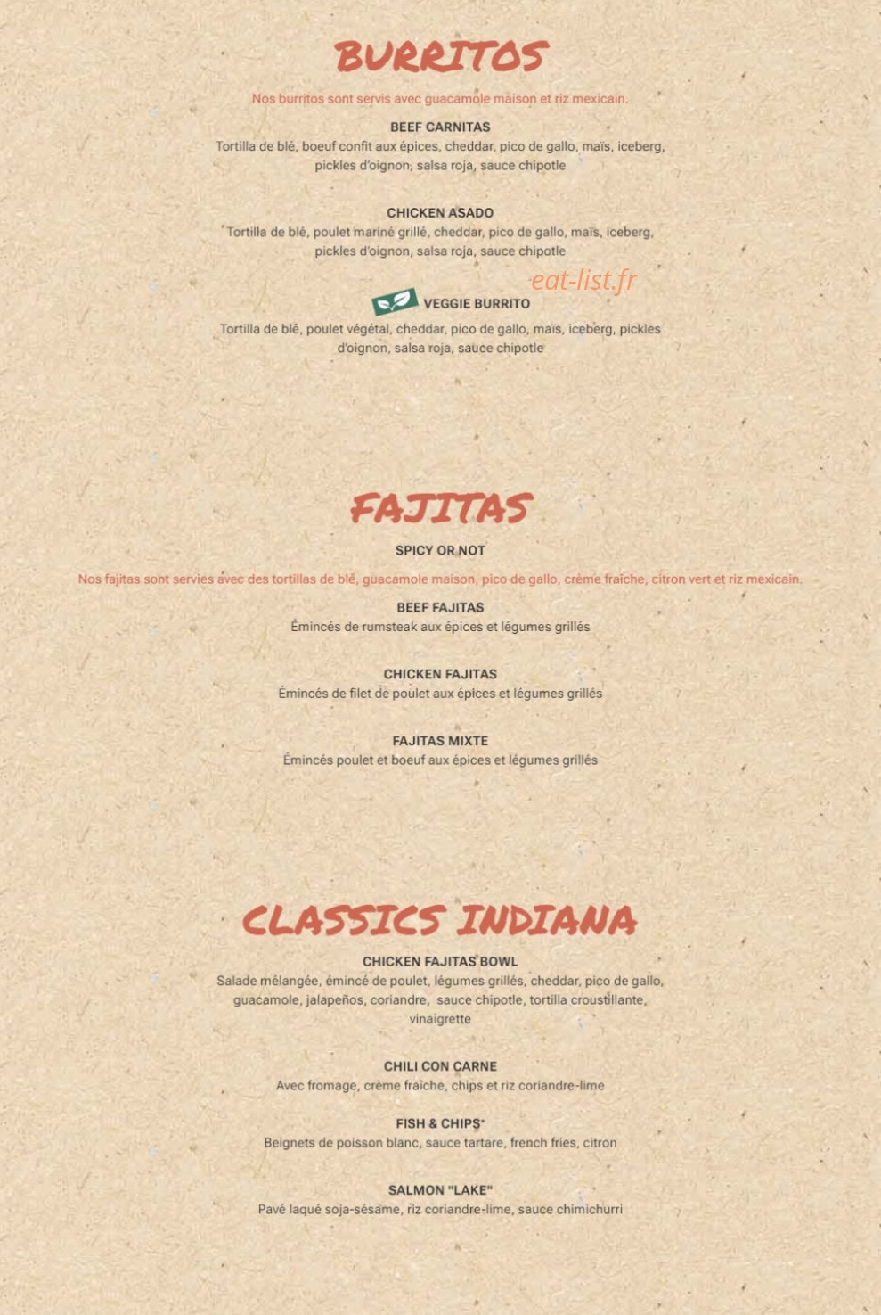 Indiana Café — carte page 3