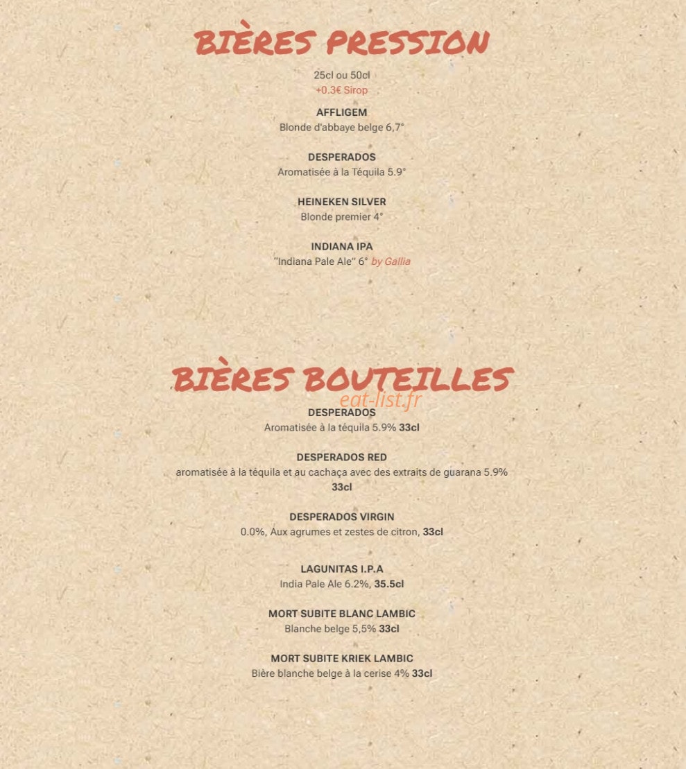 Indiana Café — carte page 9