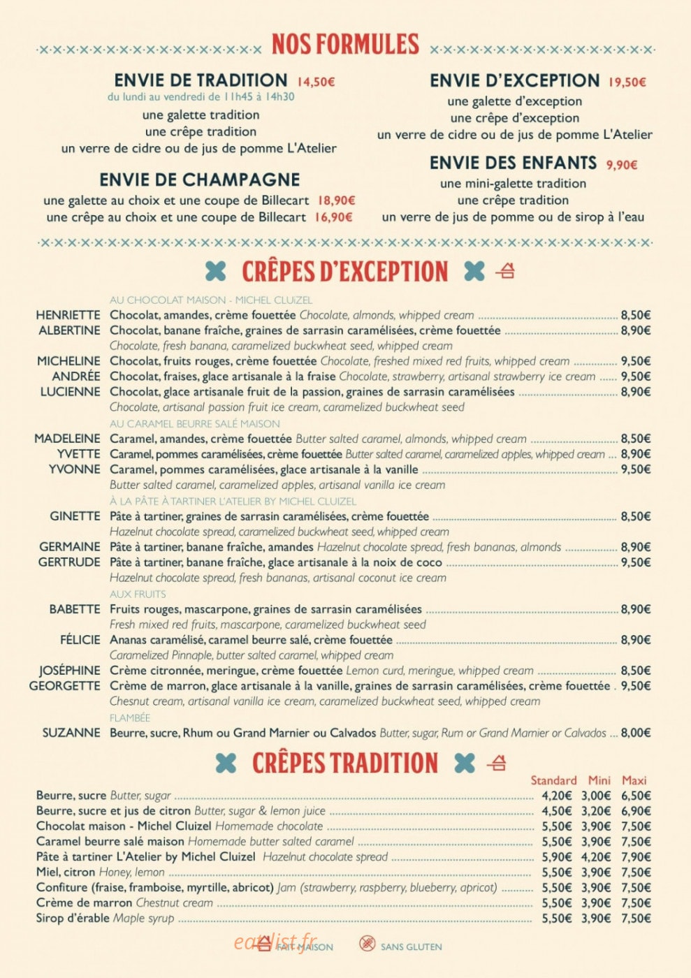 L’Atelier Artisan Crêpier — carte page 2