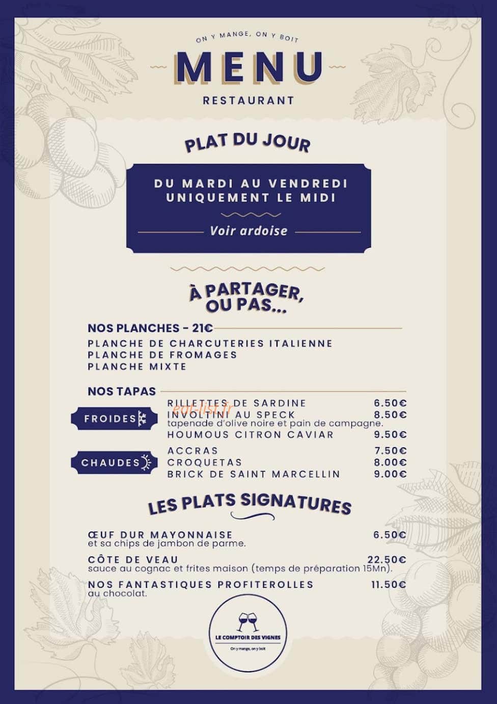 le comptoir des vignes — carte page 2