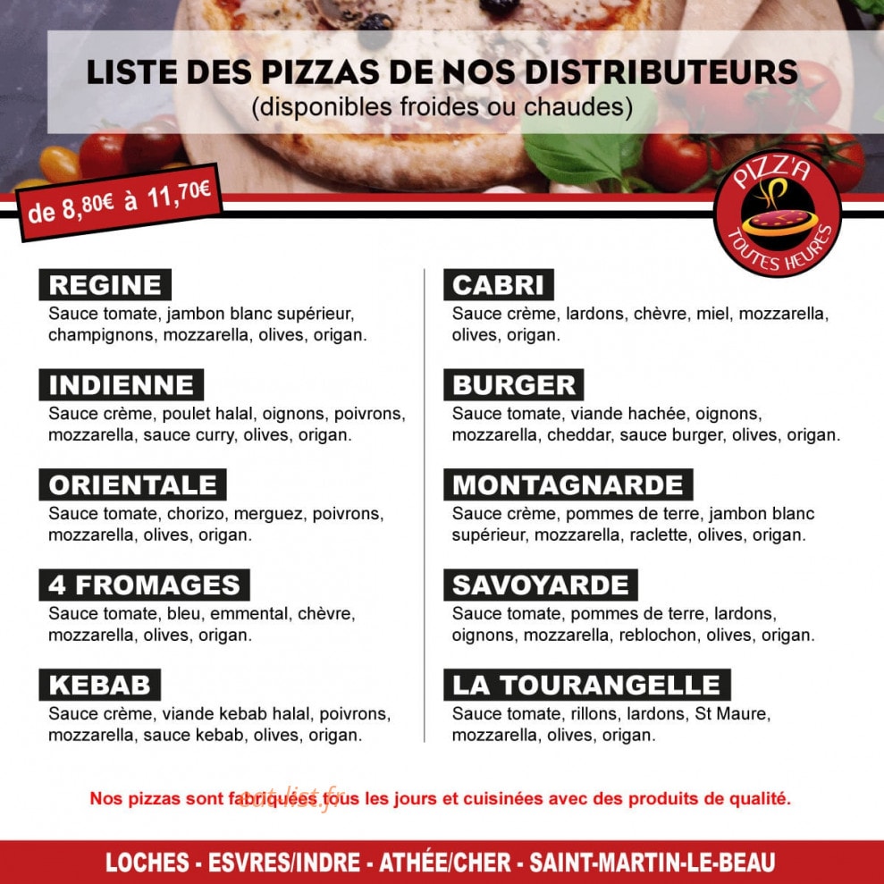 Pizz'a Toutes Heures — carte page 1