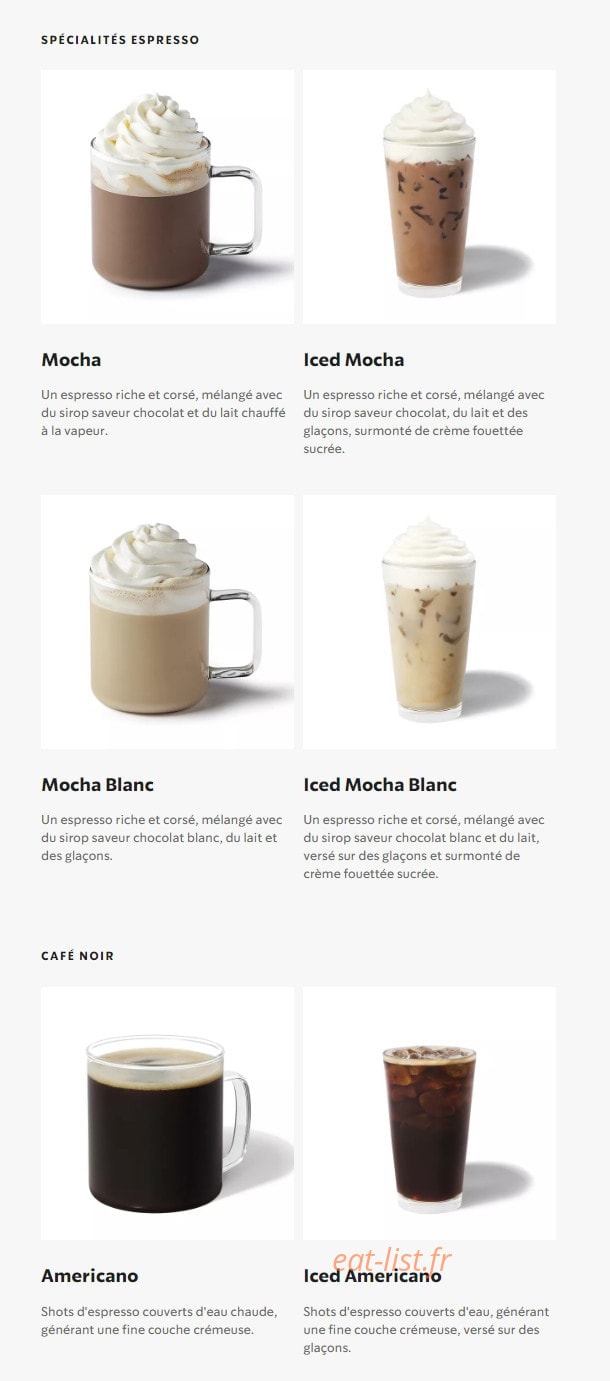 Starbucks Coffee — carte page 5
