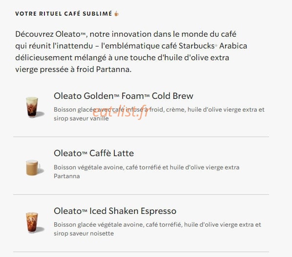 Starbucks Coffee — carte page 29