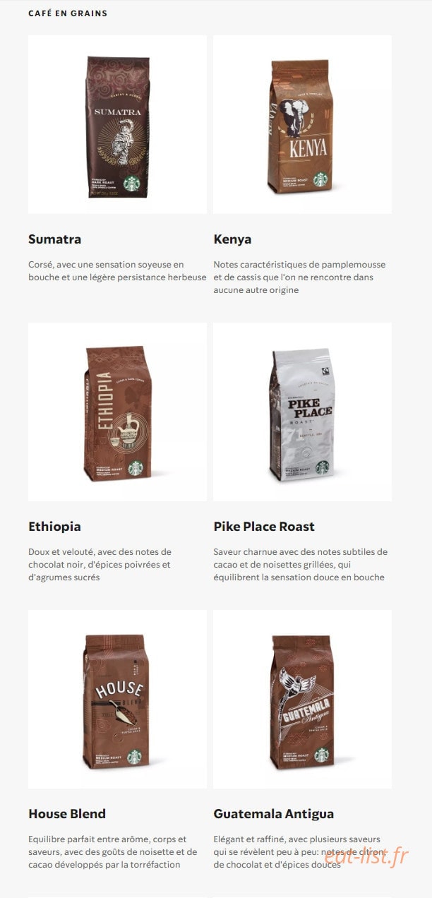 Starbucks Coffee — carte page 30