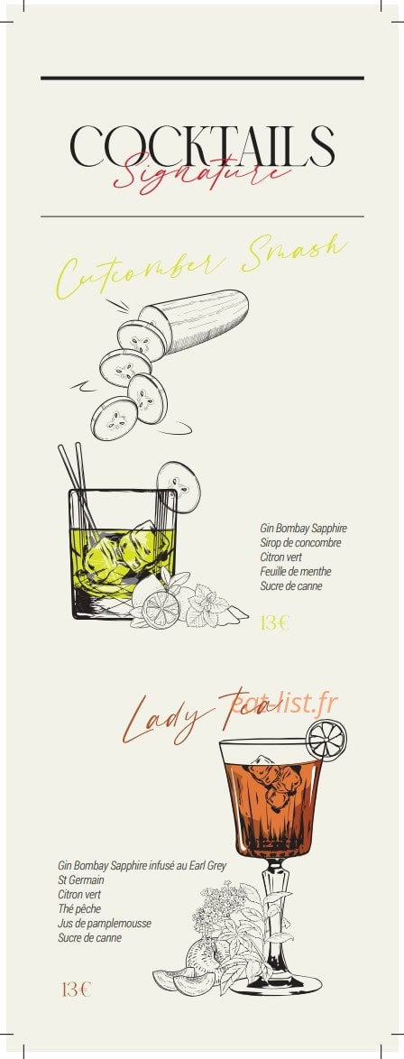 Carte et menu de The Cut grill à Le Chesnay-Rocquencourt — cocktails signature page 3