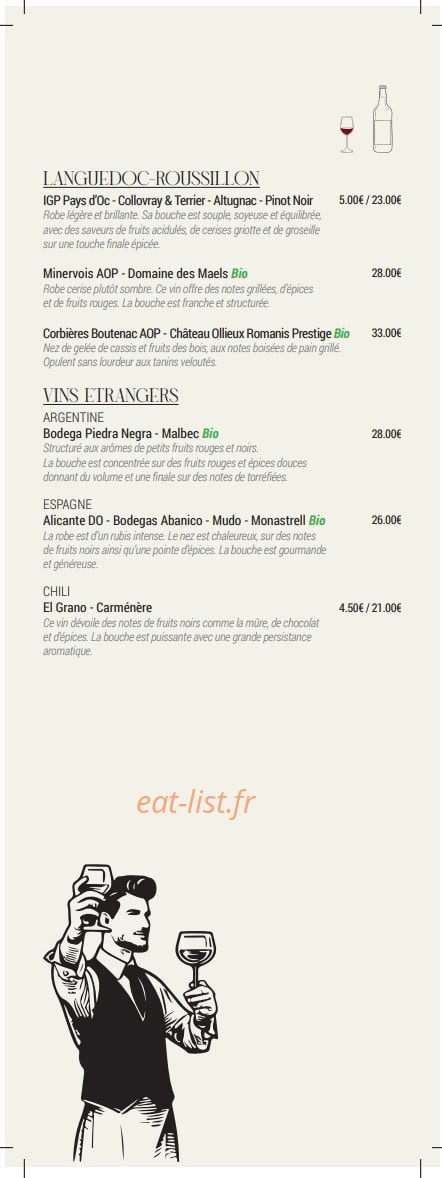 Carte et menu de The Cut grill à Le Chesnay-Rocquencourt — Les vins étrangers