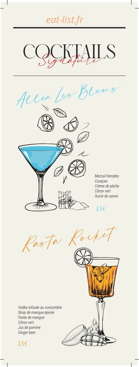 Carte et menu de The Cut grill à Le Chesnay-Rocquencourt — cocktails signature page 2