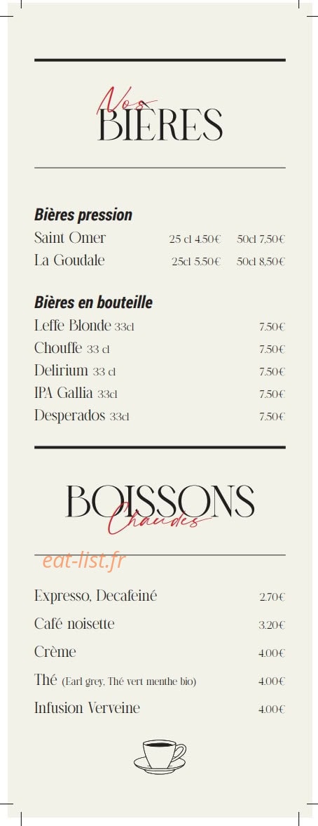 Carte et menu de The Cut grill à Le Chesnay-Rocquencourt — Les bières et boissons chaudes