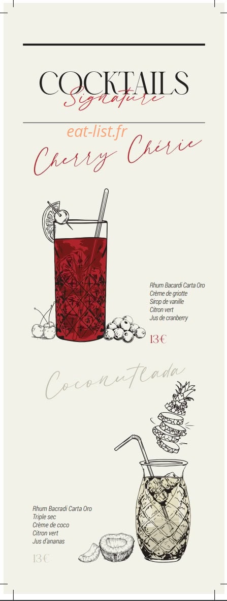 Carte et menu de The Cut grill à Le Chesnay-Rocquencourt — cocktails signature