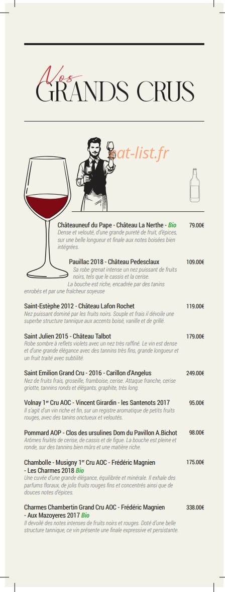 Carte et menu de The Cut grill à Le Chesnay-Rocquencourt — Les grand crus