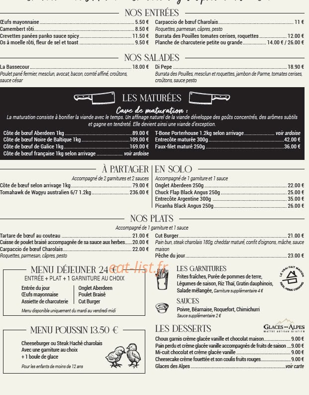 Carte et menu de The Cut grill à Le Chesnay-Rocquencourt — Les entrées ; salade et plat ...