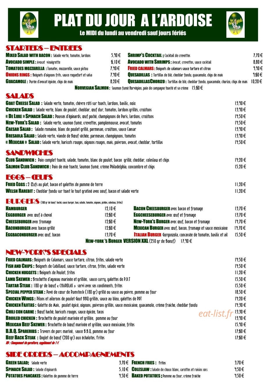 Le New York — carte page 1