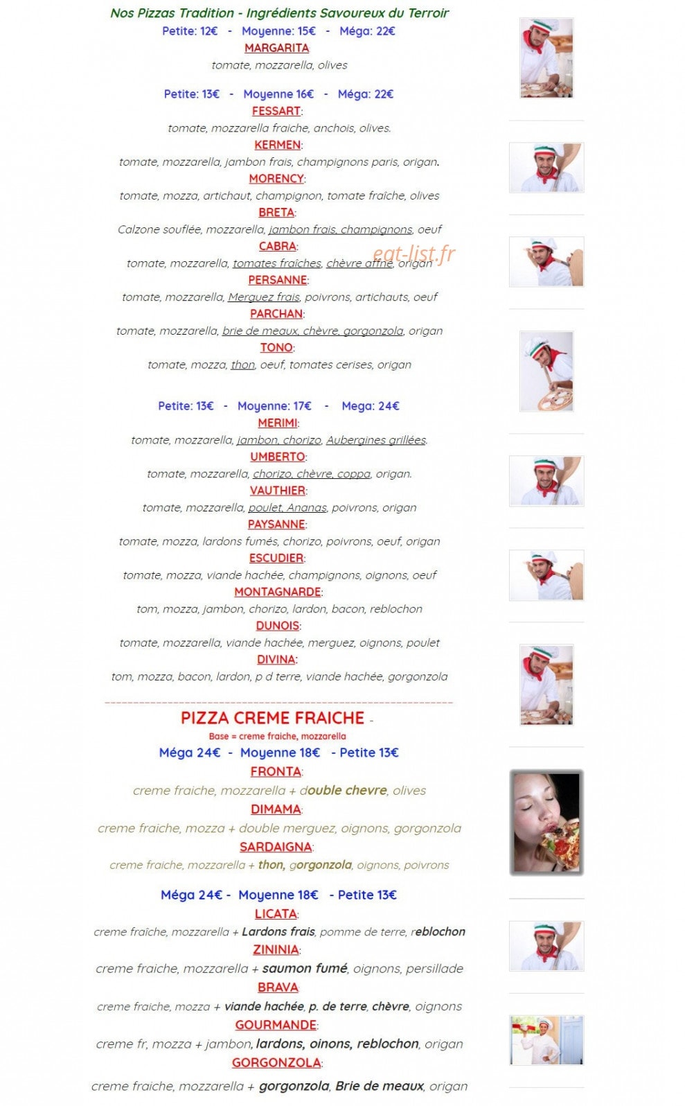 Pizza Tradition — carte page 1