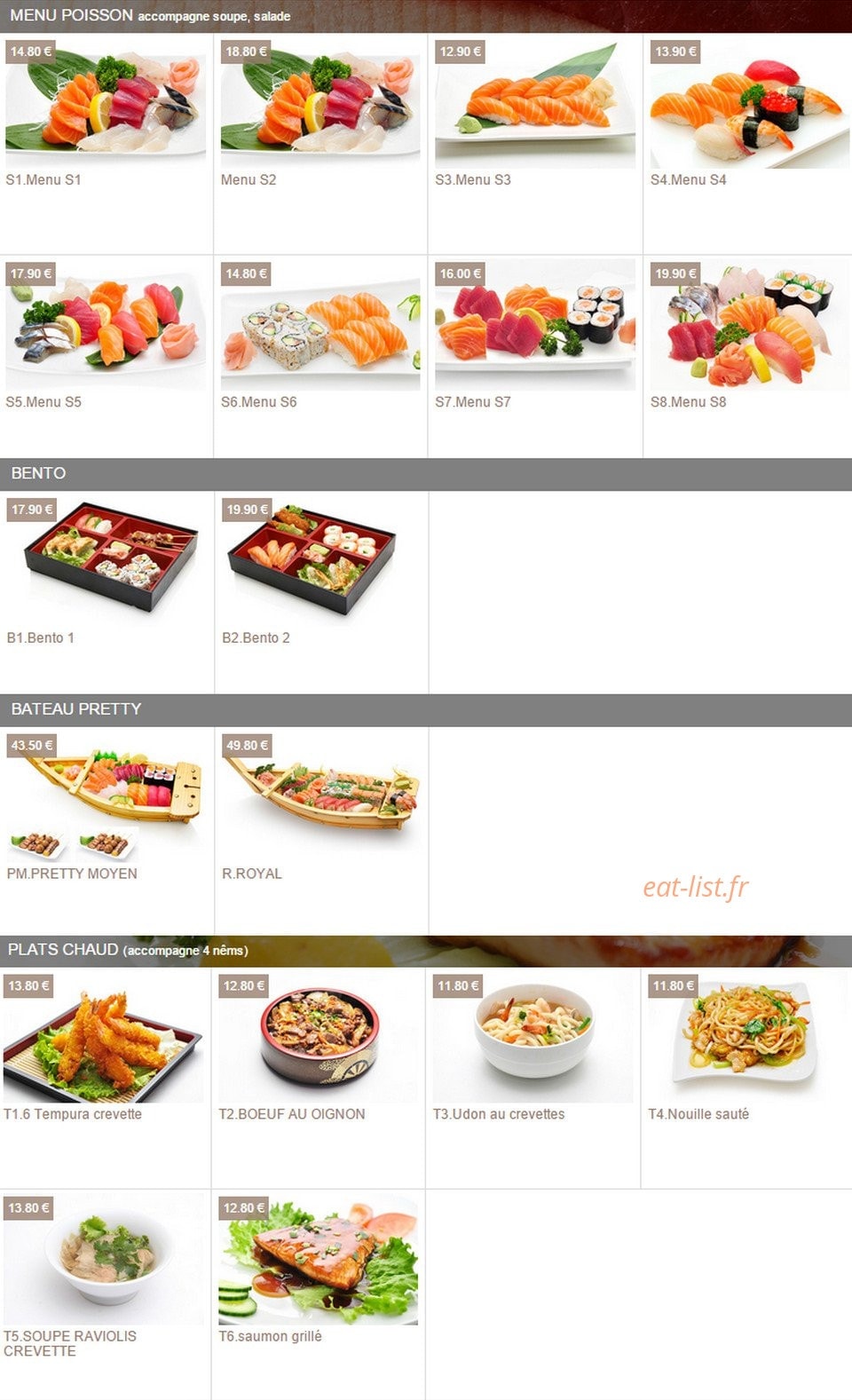 Pretty Sushi — carte page 4