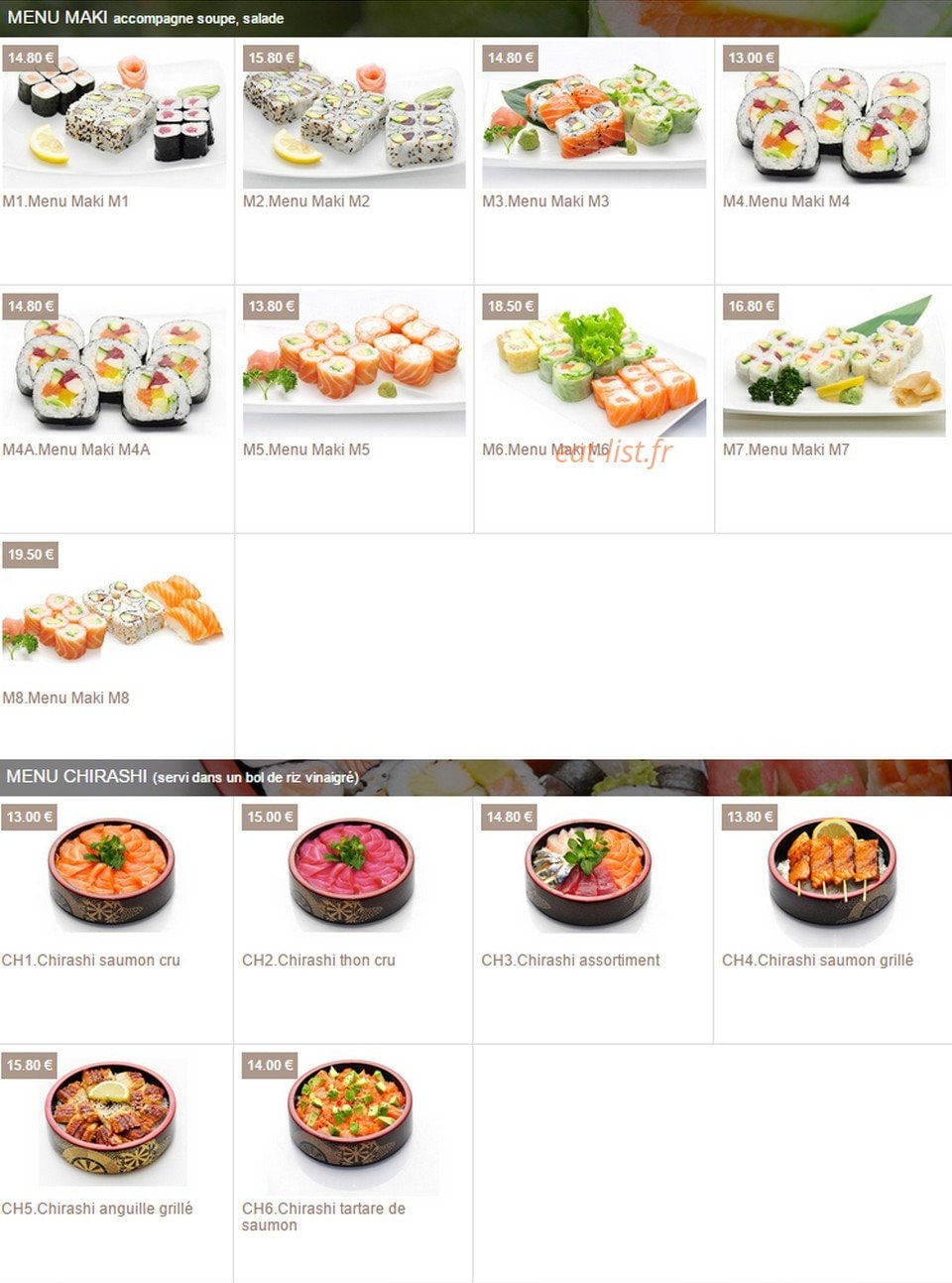 Pretty Sushi — carte page 2