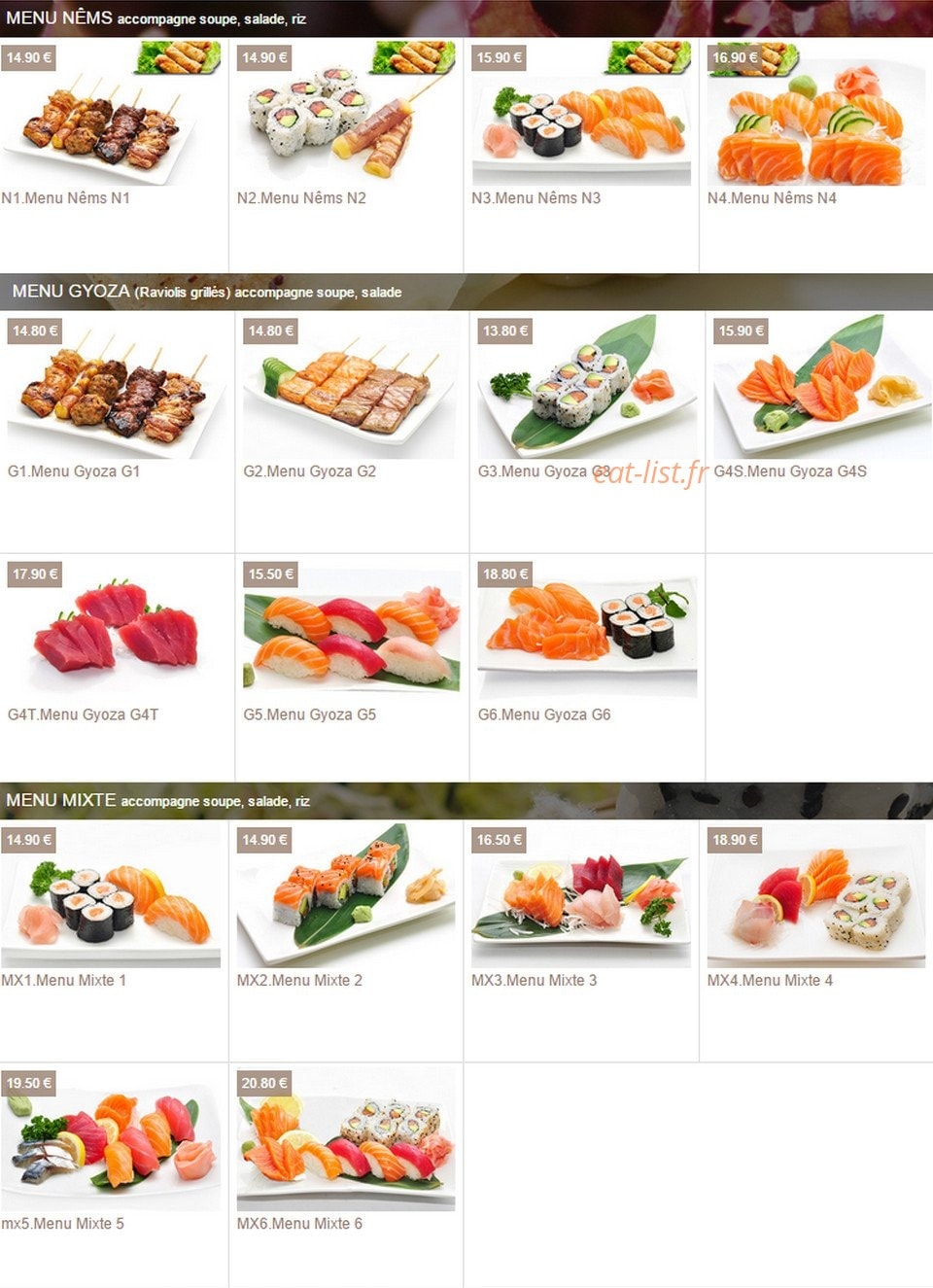 Pretty Sushi — carte page 3