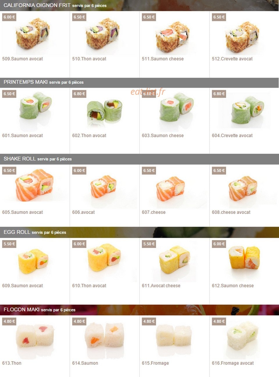 Pretty Sushi — carte page 10