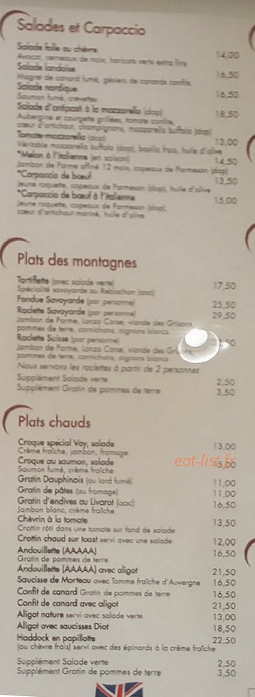Restaurant Voy — carte page 2