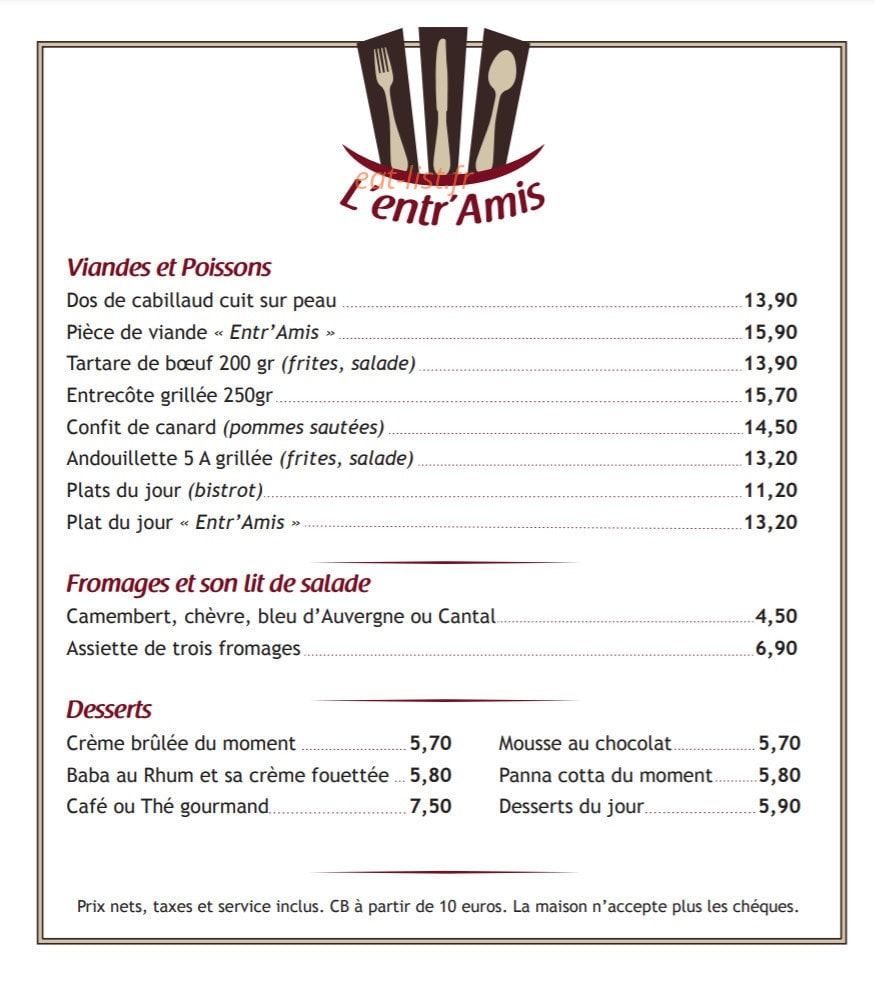 L'Entr'Amis — carte page 2