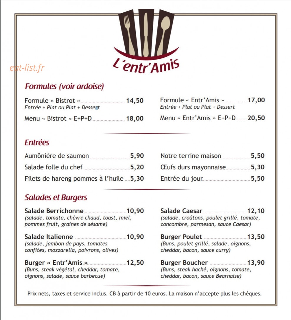 L'Entr'Amis — carte page 1
