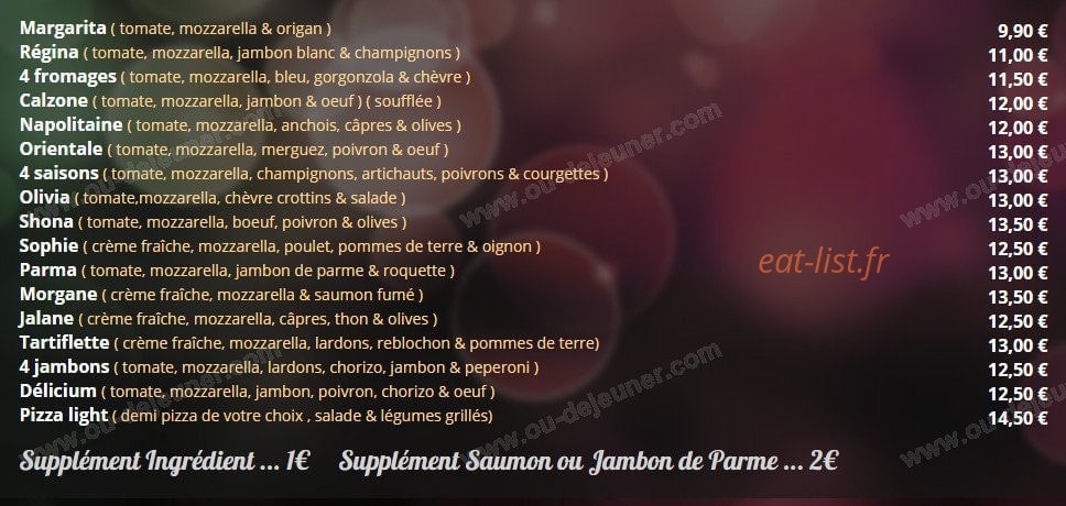 Le délicium — carte page 2