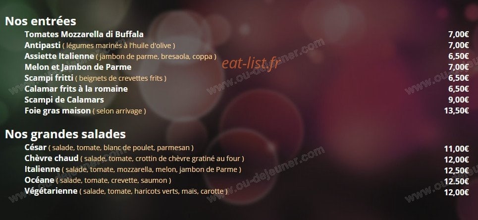 Le délicium — carte page 1
