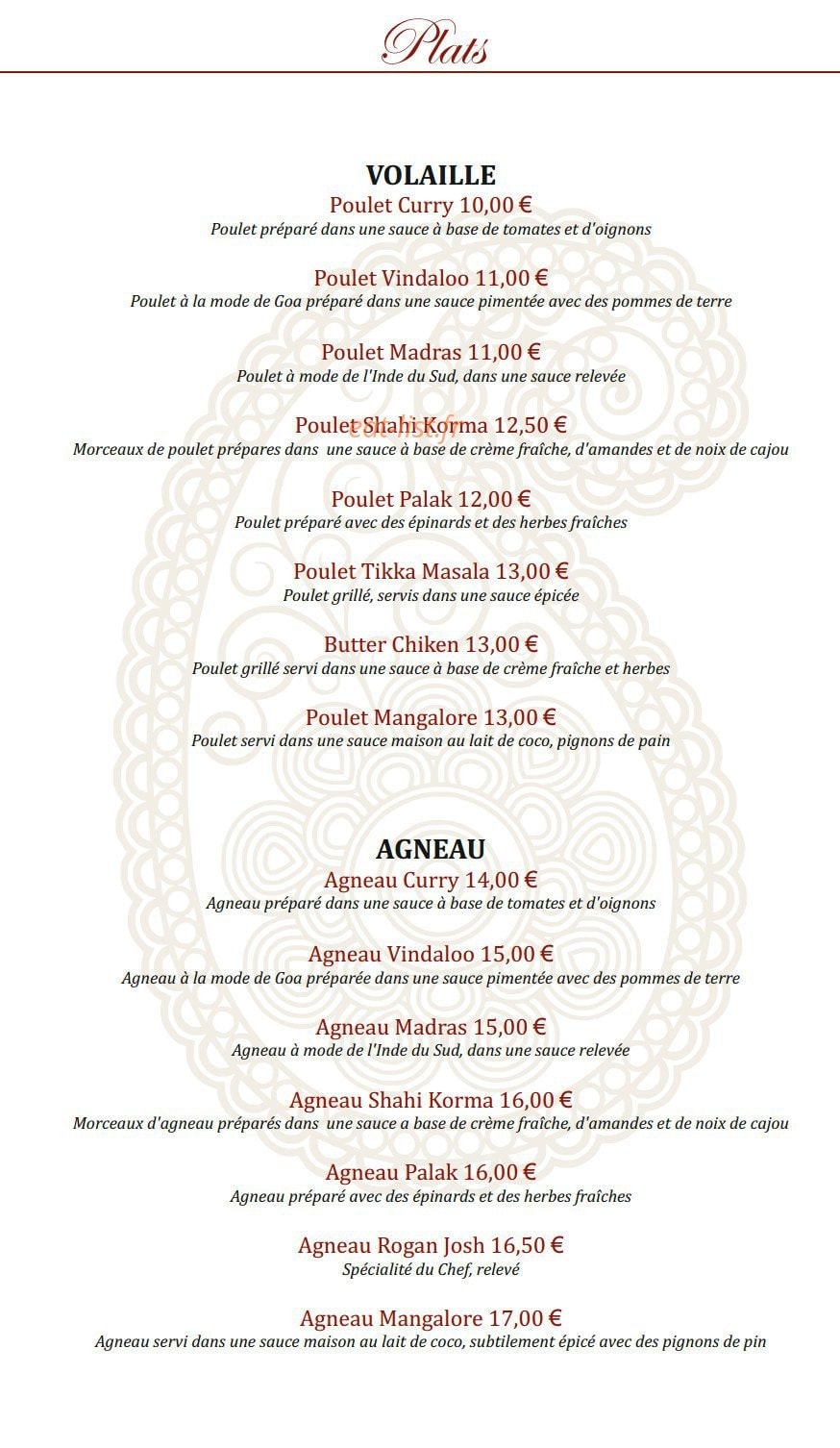 Mangalore Lounge — carte page 5