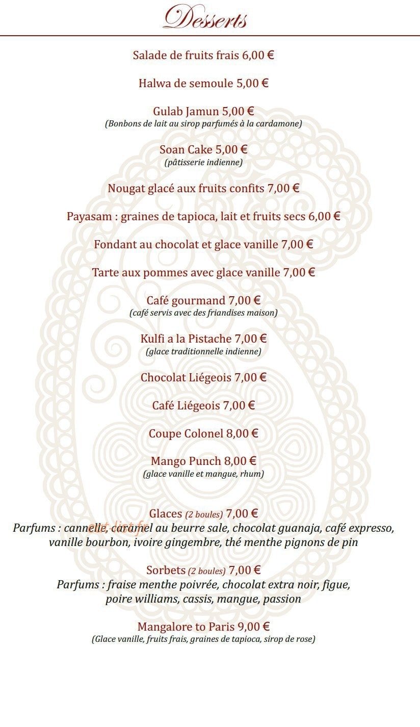 Mangalore Lounge — carte page 8