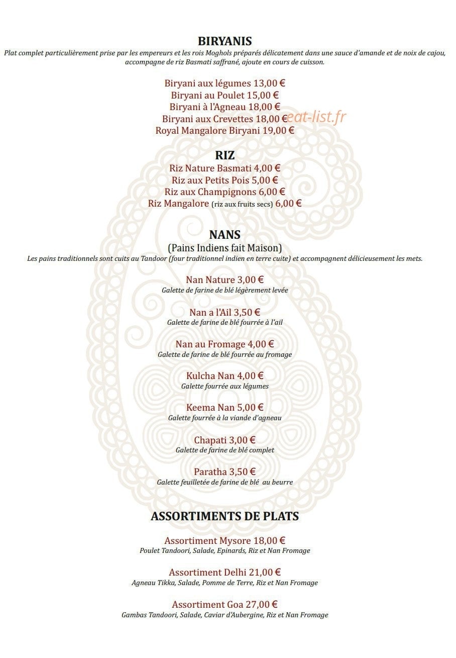 Mangalore Lounge — carte page 3
