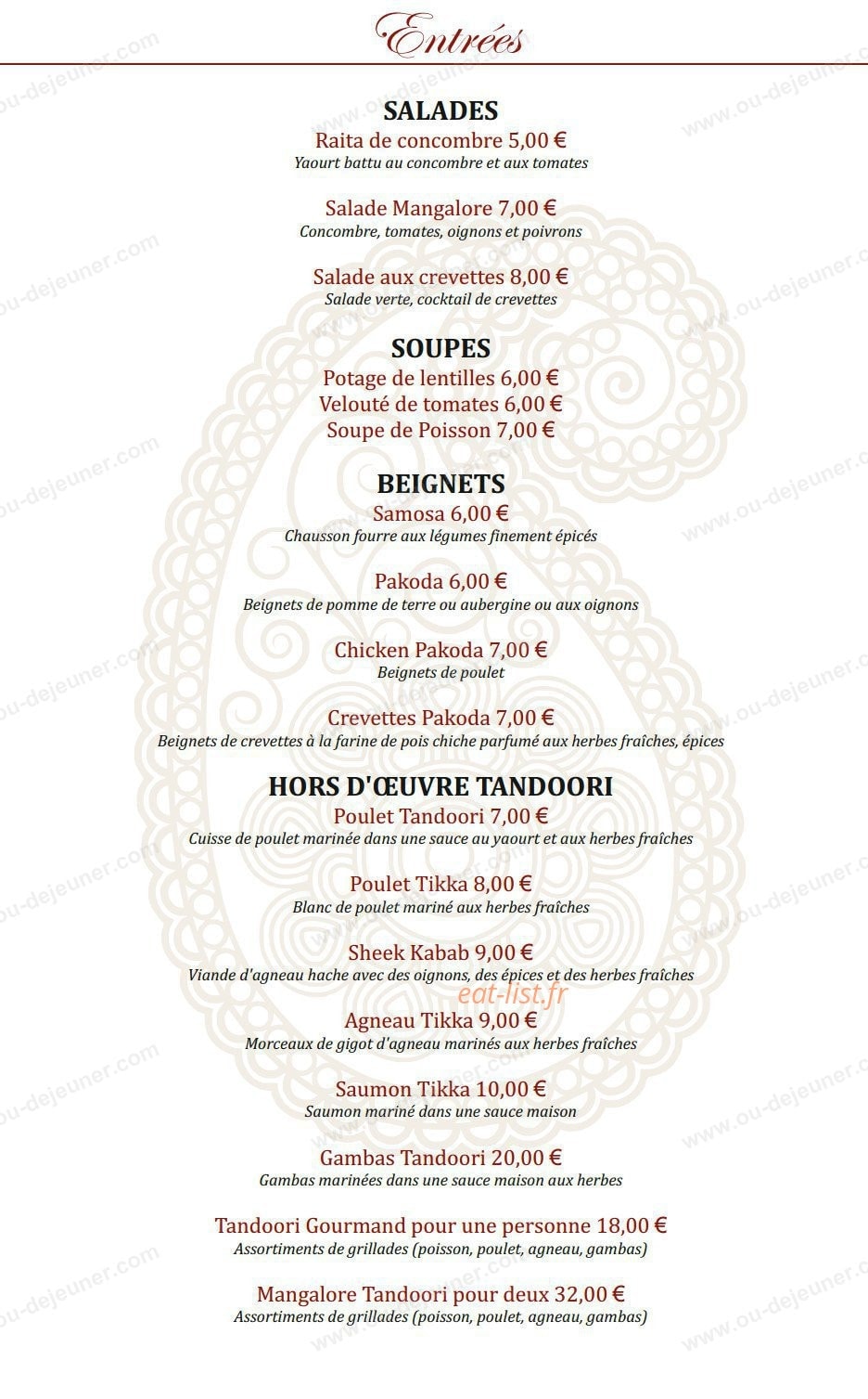 Mangalore Lounge — carte page 4