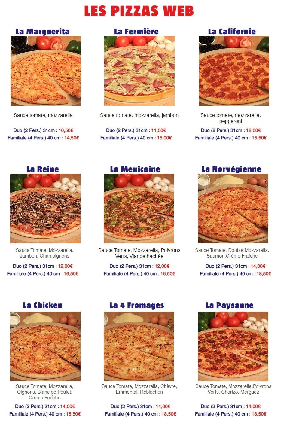 Web Pizza — carte page 3
