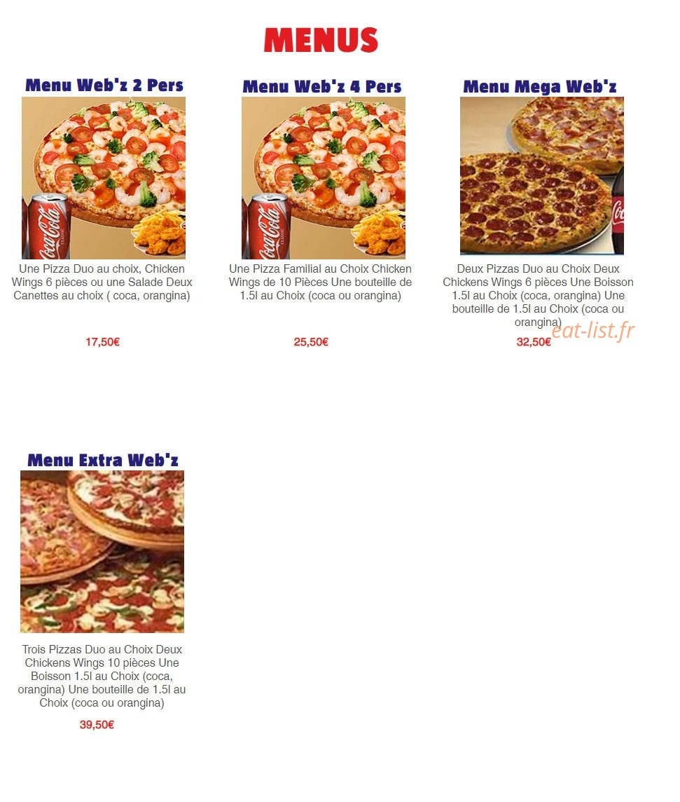 Web Pizza — carte page 1