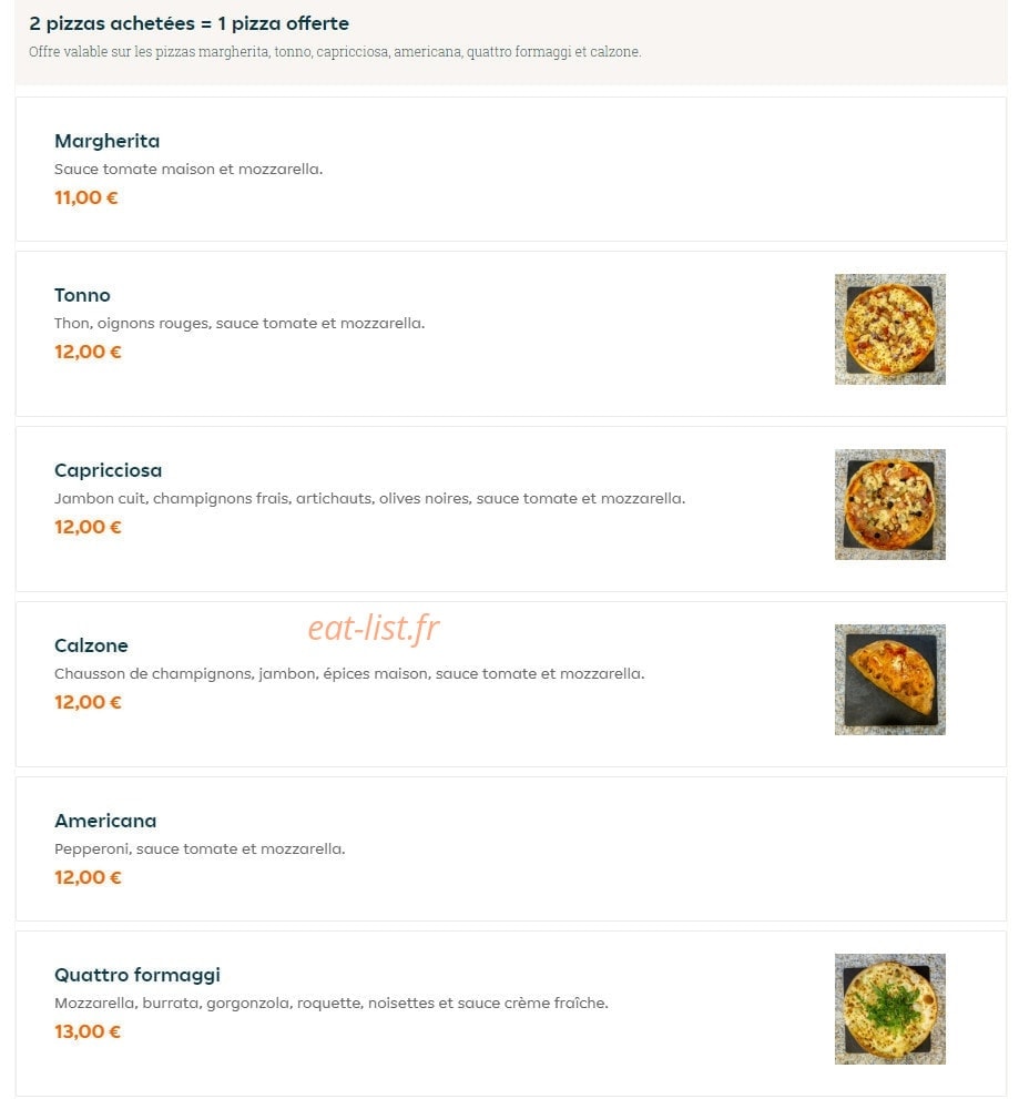 Casa Pizza — carte page 2