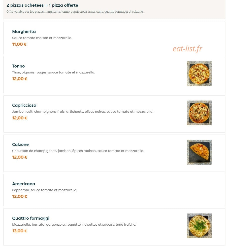 Casa Pizza — carte page 1