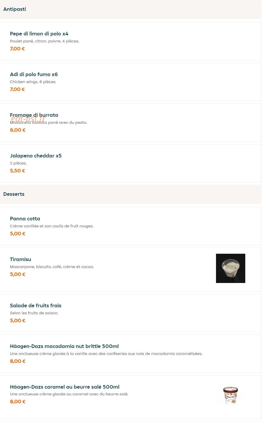 Casa Pizza — carte page 6