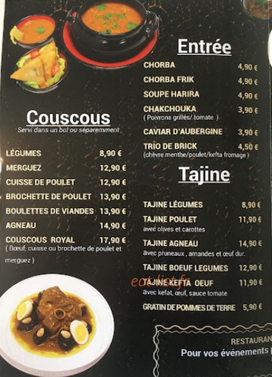 Cous Cous — carte page 1