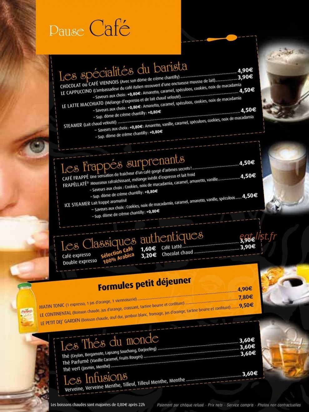 Carte et menu de Garden Ice Cafe à Montigny le Bretonneux — Les cafés
