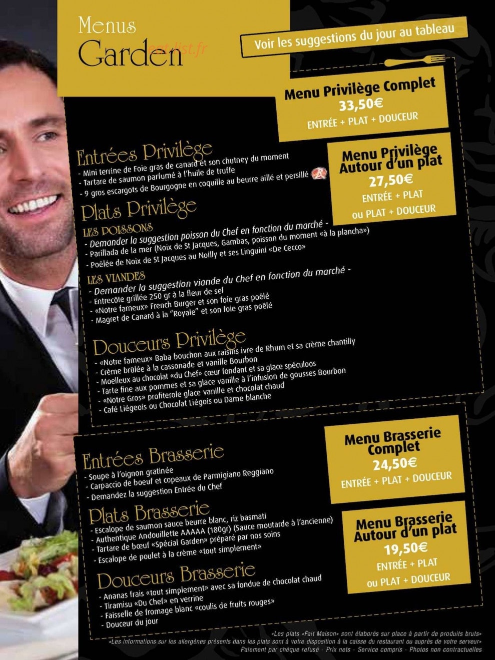 Carte et menu de Garden Ice Cafe à Montigny le Bretonneux — Les menus gardens