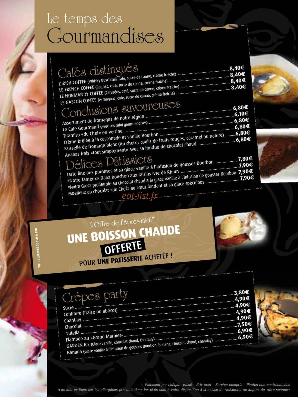 Carte et menu de Garden Ice Cafe à Montigny le Bretonneux — Les gourmandises