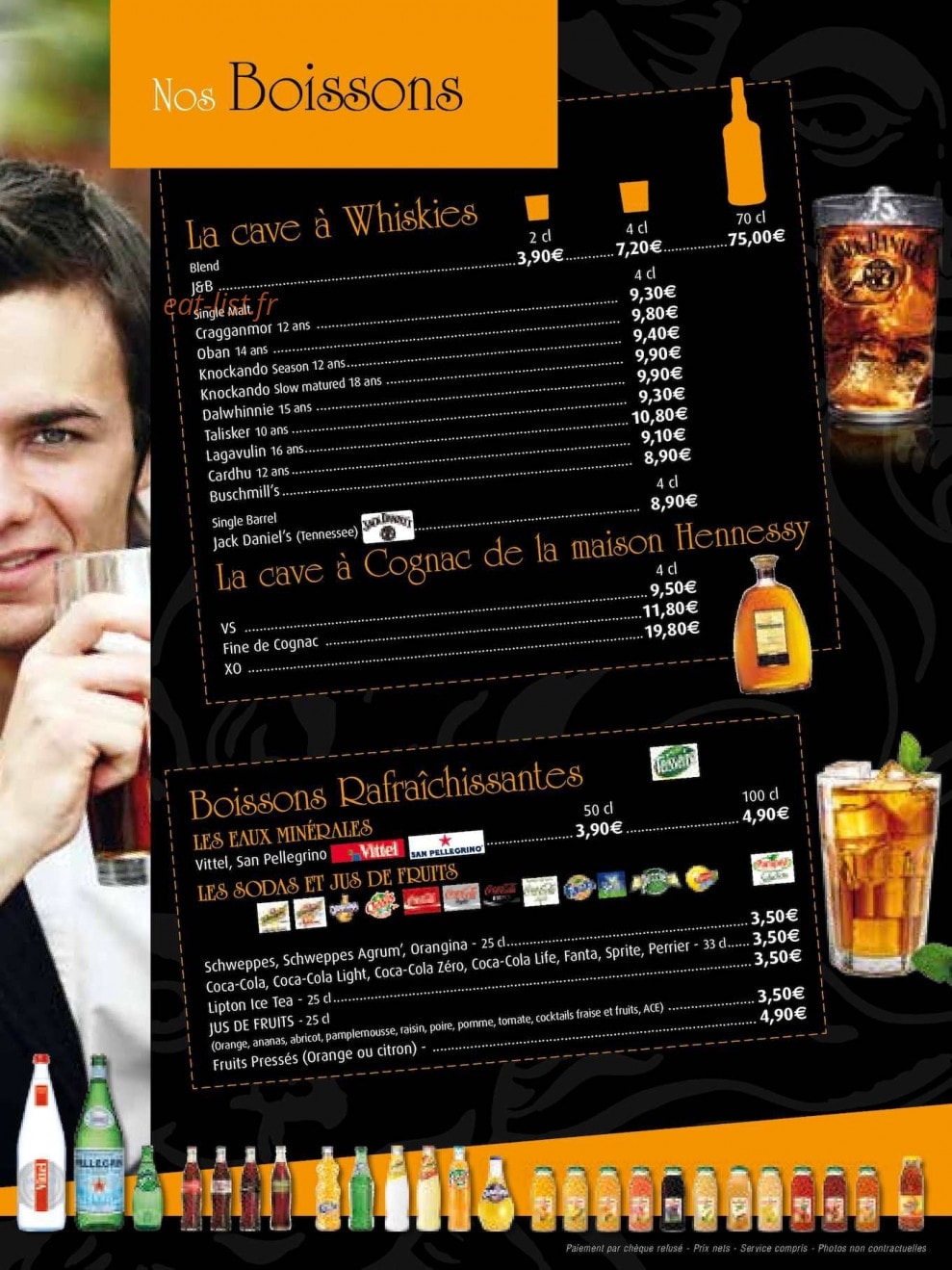 Carte et menu de Garden Ice Cafe à Montigny le Bretonneux — Les boissons