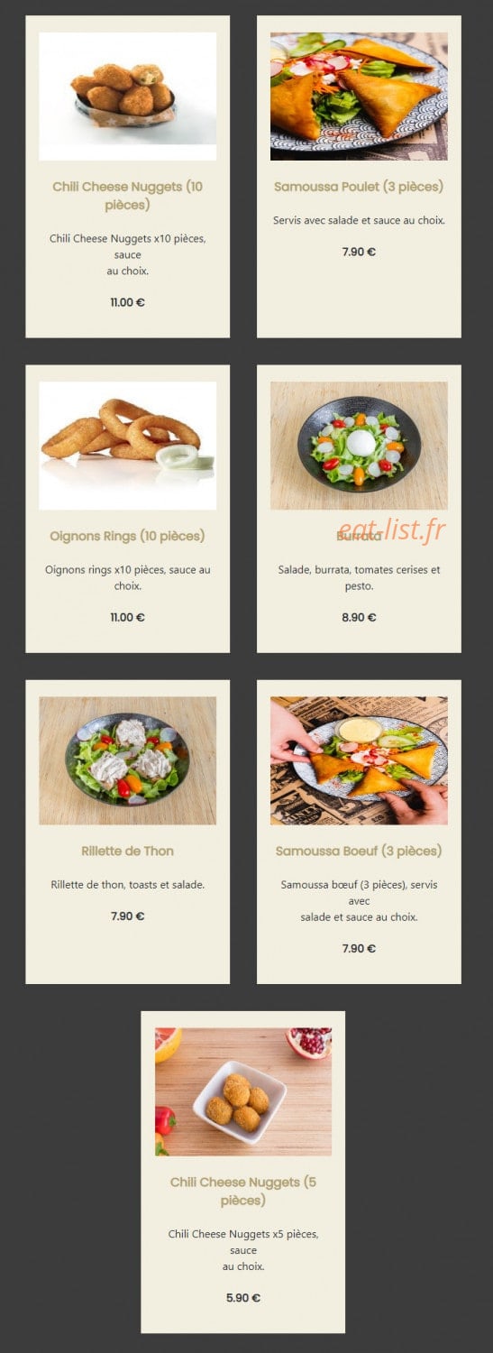 Carte et menu de GonaK l'atelier des Gourmands à Montigny le Bretonneux — Les entrées suite