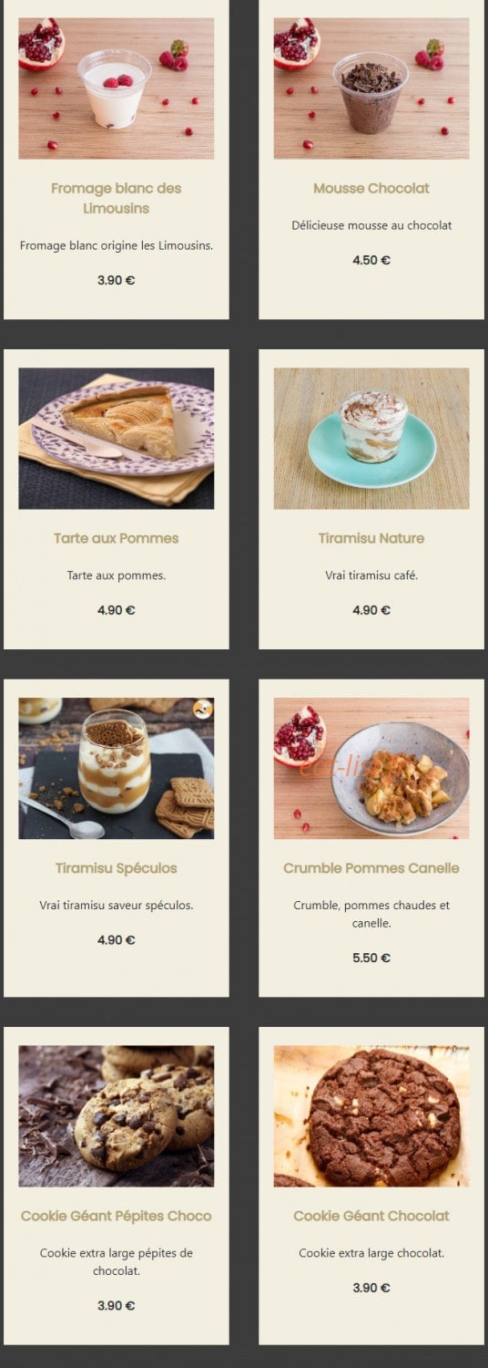 Carte et menu de GonaK l'atelier des Gourmands à Montigny le Bretonneux — Les desserts