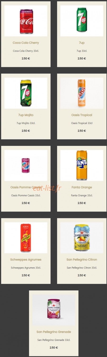 Carte et menu de GonaK l'atelier des Gourmands à Montigny le Bretonneux — Les boissons classiques suite