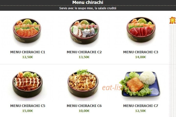 Carte et menu de Kyoto à Montigny le Bretonneux — Les menus chirachi