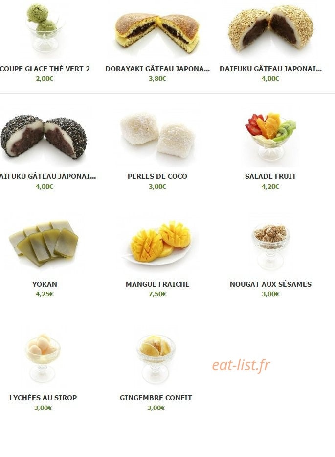 Carte et menu de Kyoto à Montigny le Bretonneux — Les desserts 3