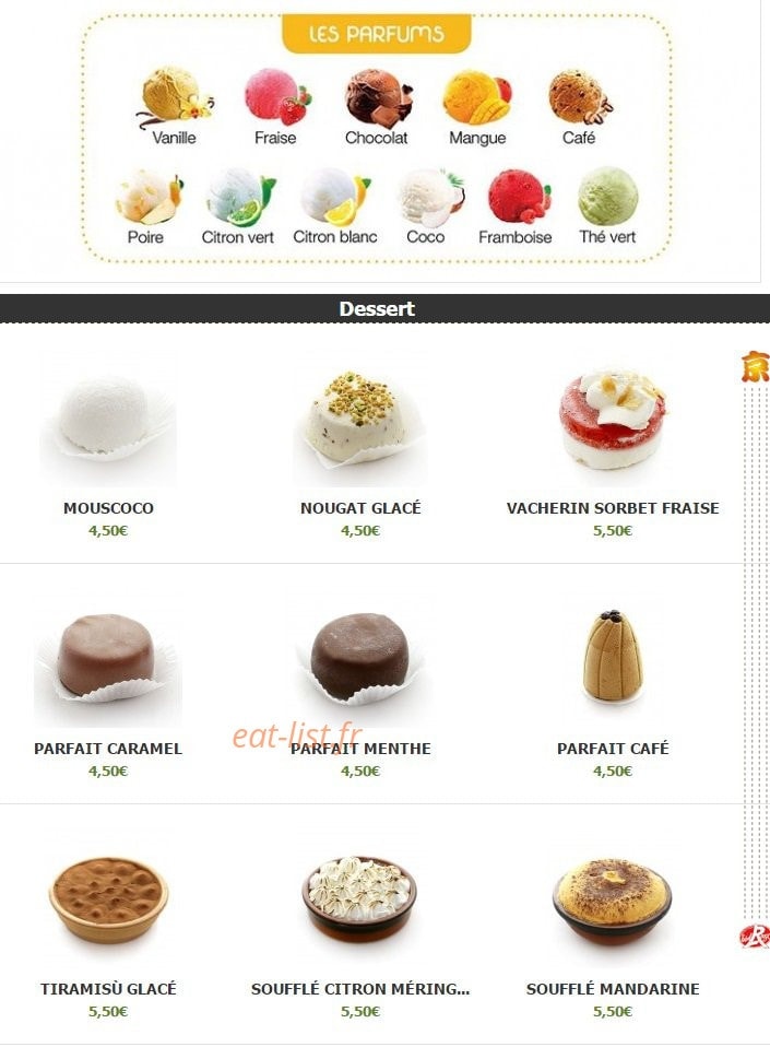 Carte et menu de Kyoto à Montigny le Bretonneux — Les desserts 1