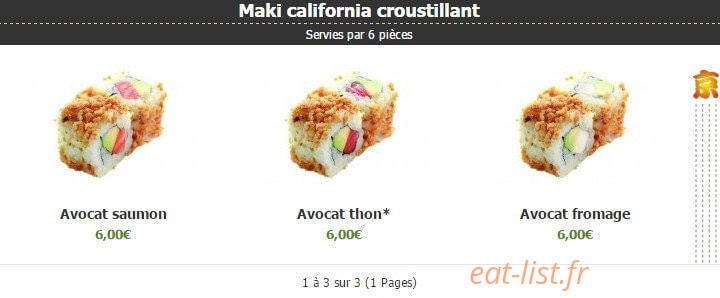 Carte et menu de Kyoto à Montigny le Bretonneux — Les makis california croustillant