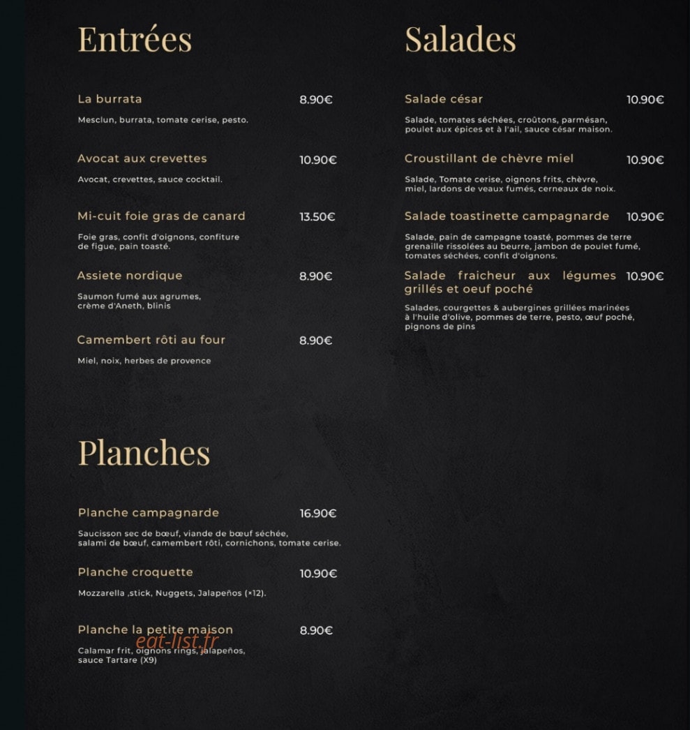 La Petite Maison — carte page 1