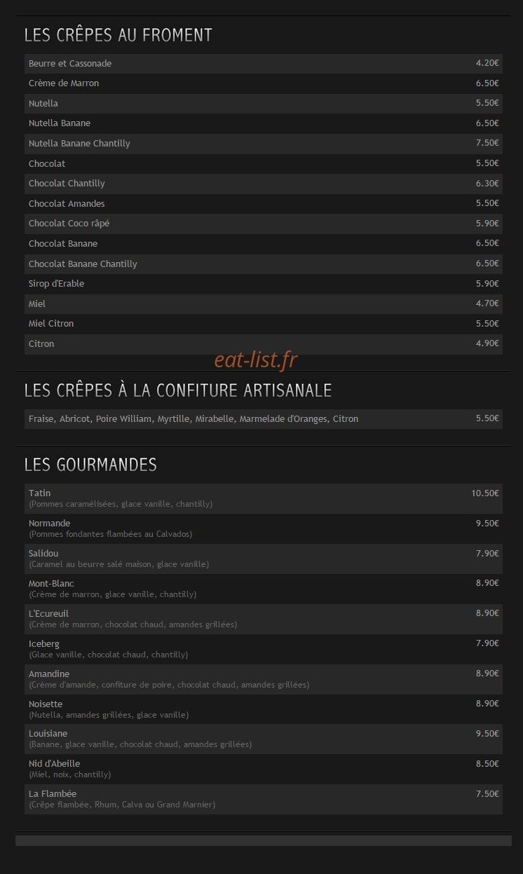 Carte et menu de La Table de Savoie & lBretagne à Montigny le Bretonneux — Les crepes